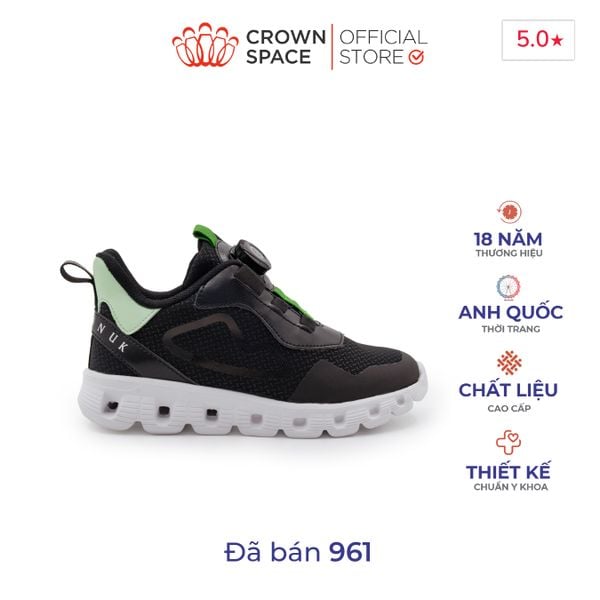 Giày Sneaker Bé Trai Khóa Vặn Cao Cấp, Cá Tính, Êm Ái | Crown Space CRUK8061
