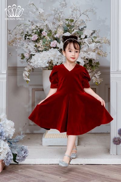 Váy Nhung Tay Bồng Mềm Mịn, Lộng Lẫy, Thoải Mái | Crown Space CKGS5832503