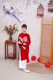  Áo Dài Nhung Màu Đỏ Bé Gái Sang Trọng | Crown Space CKGL9933107 CKGL9933108 