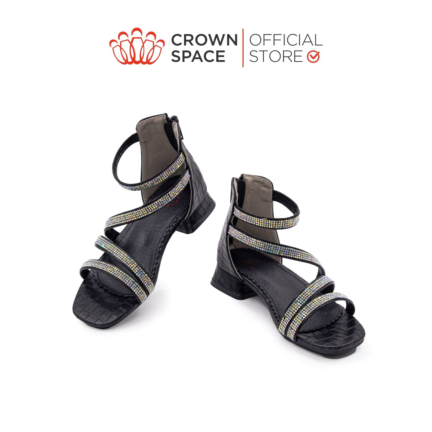  Dép Quai Hậu Sandals Có Gót Trẻ Em Cao Cấp Chính Hãng Crown Space Dành Cho Bé Gái Đi Chơi Đi Học CRUK7041 Size 31 - 36 