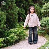  Áo Khoác Cardigan Len Bé Gái Cổ Tròn 2 Màu Đính Nơ | Crown Space CKGL6441526 