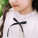  Áo Khoác Cardigan Len Bé Gái Cổ Tròn 2 Màu Đính Nơ | Crown Space CKGL6441526 