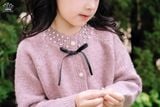  Áo Khoác Cardigan Len Bé Gái Cổ Tròn 2 Màu Đính Nơ | Crown Space CKGL6441526 