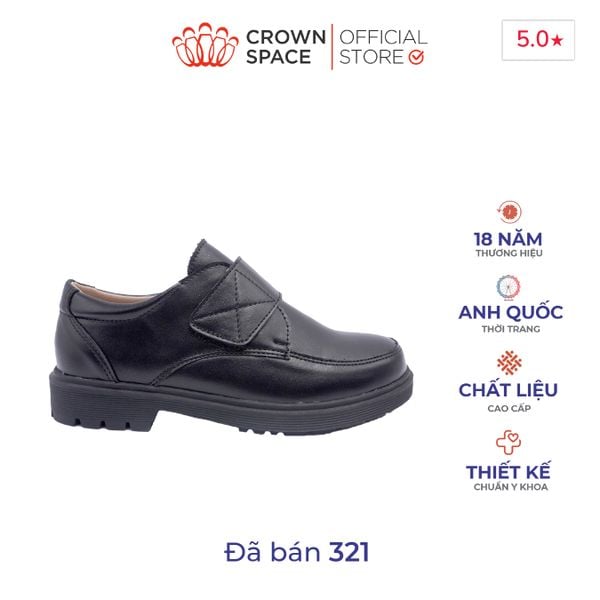 Giày Da Lì Bé Trai Cao Cấp, Êm Chân, Chống Trơn Trượt | Crown Space CRUK168