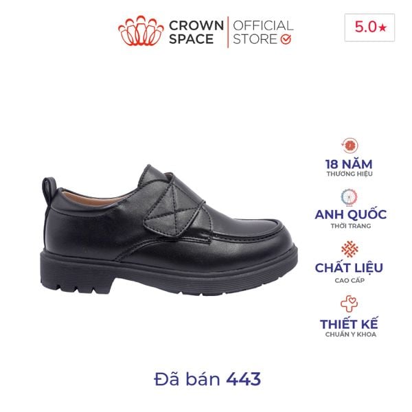 Giày Đi Học Da Lì Bé Trai Cao Cấp, Êm Chân, Chống Trơn Trượt | Crown Space CRUK169