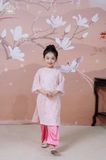  Áo Dài Tơ Bé Gái Màu Hồng, Ngọt Ngào, Thanh Lịch | Crown Space CKGL9942101/CKGL9942102 