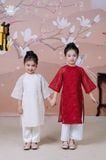  Áo Dài Tơ Bé Gái Màu Kem Tinh Tế, Hiện Đại, Thanh Lịch | Crown Space CKGL9942101/CKGL9942102 