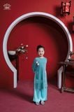  Áo Dài Nhung The Bé Gái Màu Xanh Bình An, Sang Trọng, Dịu Dàng | Crown Space CKGL9942201/CKGL9942202 