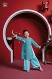  Áo Dài Nhung The Bé Gái Màu Xanh Bình An, Sang Trọng, Dịu Dàng | Crown Space CKGL9942201/CKGL9942202 