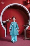  Áo Dài Nhung The Bé Gái Màu Xanh Bình An, Sang Trọng, Dịu Dàng | Crown Space CKGL9942201/CKGL9942202 