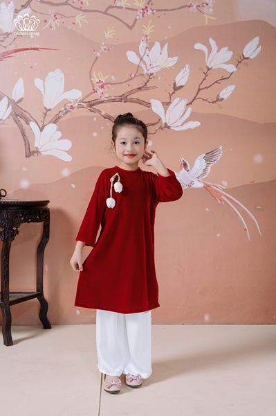  Áo Nhung The Bé Gái Đính Hoa Màu Đỏ Rực Rỡ Chính Hãng Crown Space CKGL9942201, CKGL9942202 