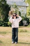  Áo Cardigan Len Bé Gái Cổ Tròn 2 Màu Hồng Be Lấp Lánh | Crown Space CKGL6441525 