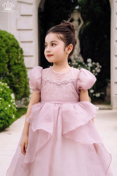 Váy Công Chúa Hoàng Gia Anh Màu Hồng Tím Bé Gái Phong Cách Hoàng Gia Chính Hãng Crown Space