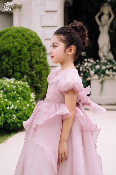 Váy Công Chúa Hoàng Gia Anh Màu Hồng Tím Bé Gái Phong Cách Hoàng Gia Chính Hãng Crown Space