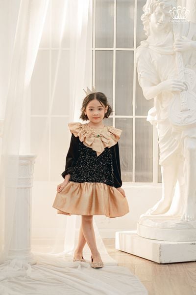  Váy Nhung Công Chúa Dành Cho Bé Gái Phiên Bản Limited Crown Kids CKGL6822207 Size 13 - 30Kg 