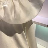  Áo Nỉ Cotton Bé Gái Cổ Bèo Cách Điệu Màu Trắng | Crown Space CKGL5141208 