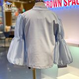  Áo Nỉ Cotton Bé Gái Tay Bồng Màu Xanh Dương | Crown Space CKGL5141205 