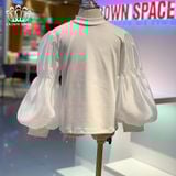  Áo Nỉ Cotton Tay Bồng Màu Trắng Mềm Mại, Hiện Đại | Crown Space CKGL5141207 
