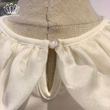  Áo Nỉ Cotton Bé Gái Cổ Bèo Cách Điệu Màu Trắng | Crown Space CKGL5141208 