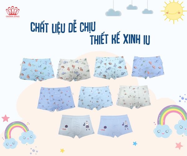 Combo 2 Quần Chip Bé Trai Bé Gái Kháng Khuẩn, Thoáng Mát | Crown Space CKBS8020301
