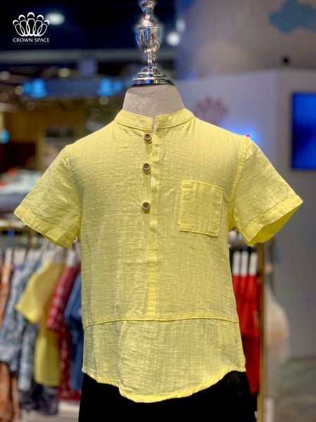  Áo Sơ Mi Vải Thô Bé Trai Cao Cấp Thoáng Mát, Phong Cách, Năng Động | Crown Space CKBS2250201 
