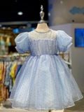  Váy Voan Công Chúa Bé Gái Tay Bồng, Cổ Tròn Thanh Lịch, Kiêu Sa | Crown Space CKGS3850117 