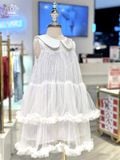  Váy Nhung Cộc Tay Bé Gái Cổ Bèo, Cao Cấp, Mềm Mại, Thoáng Mát | Crown Space CKGS3850121 