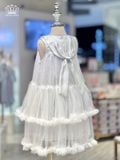  Váy Nhung Cộc Tay Bé Gái Cổ Bèo, Cao Cấp, Mềm Mại, Thoáng Mát | Crown Space CKGS3850121 