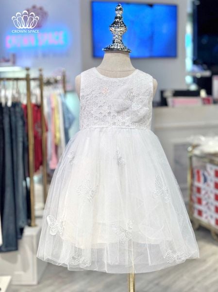  Váy Công chúa Ren Voan Cao Cấp Bé Gái Họa Tiết Bướm | Crown Space CKGS2850102 