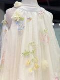  Váy Bé Gái Công Chúa Hoa Thêu Pastel Màu Be Cao Cấp | Crown Space CKGS3850904 