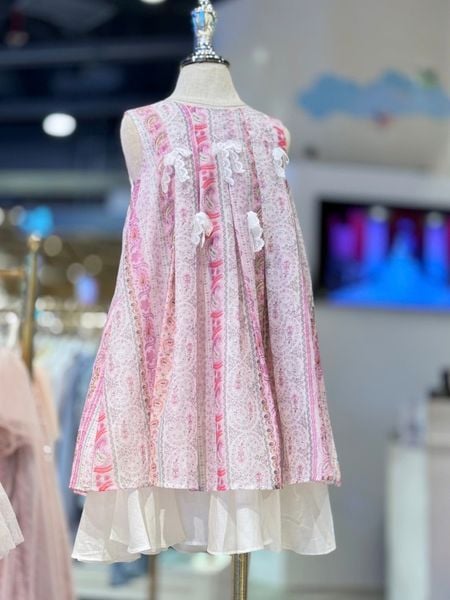 Váy Bé Gái Công Chúa Boho Hồng Pastel Cao Cấp | Crown Space CKGS3850901 