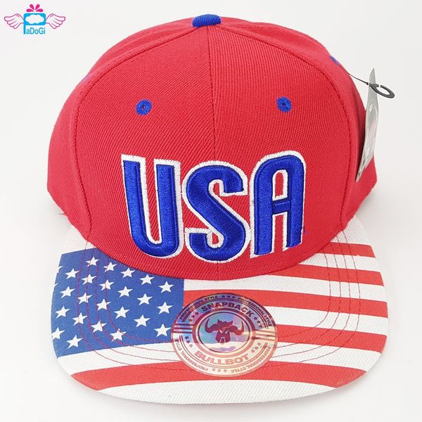 Nón Snapback Đỏ Vành Cờ USA