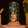Hoa Hồng Mạ Vàng 3 bông lồng thủy tinh đèn led - quà tặng tỏ tình - lễ tình nhân - quà lưu niệm
