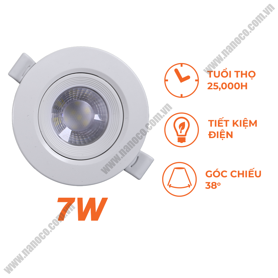  Đèn Downlight chỉnh góc Nanoco 