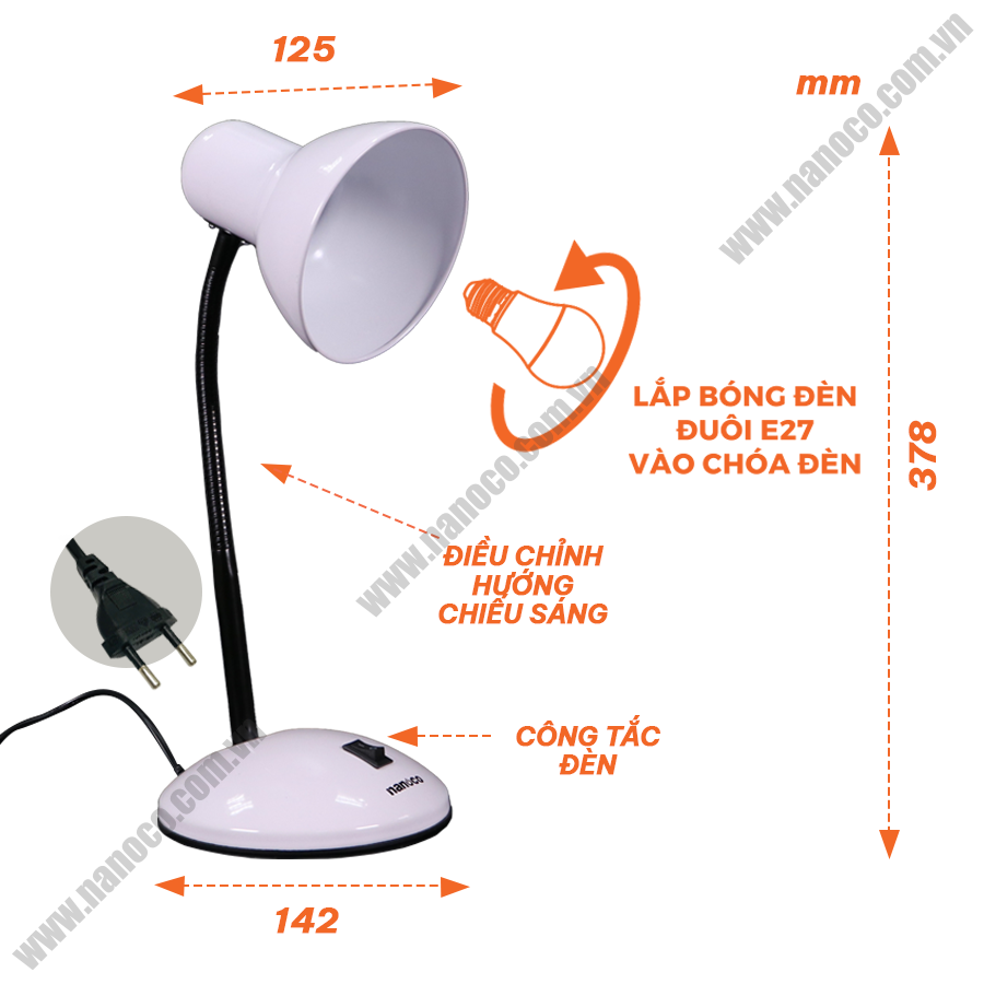  Đèn bàn LED không bóng NDKC02W Nanoco (trắng) 