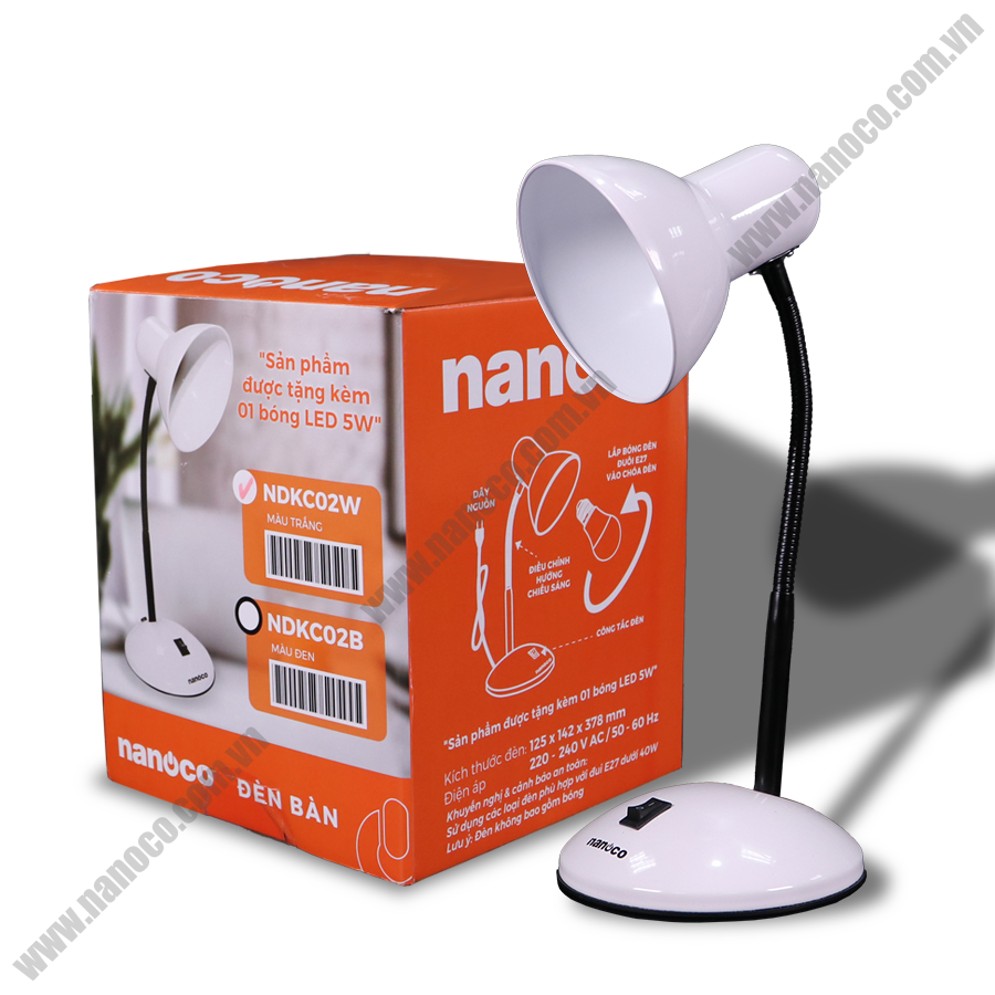  Đèn bàn LED không bóng NDKC02W Nanoco (trắng) 