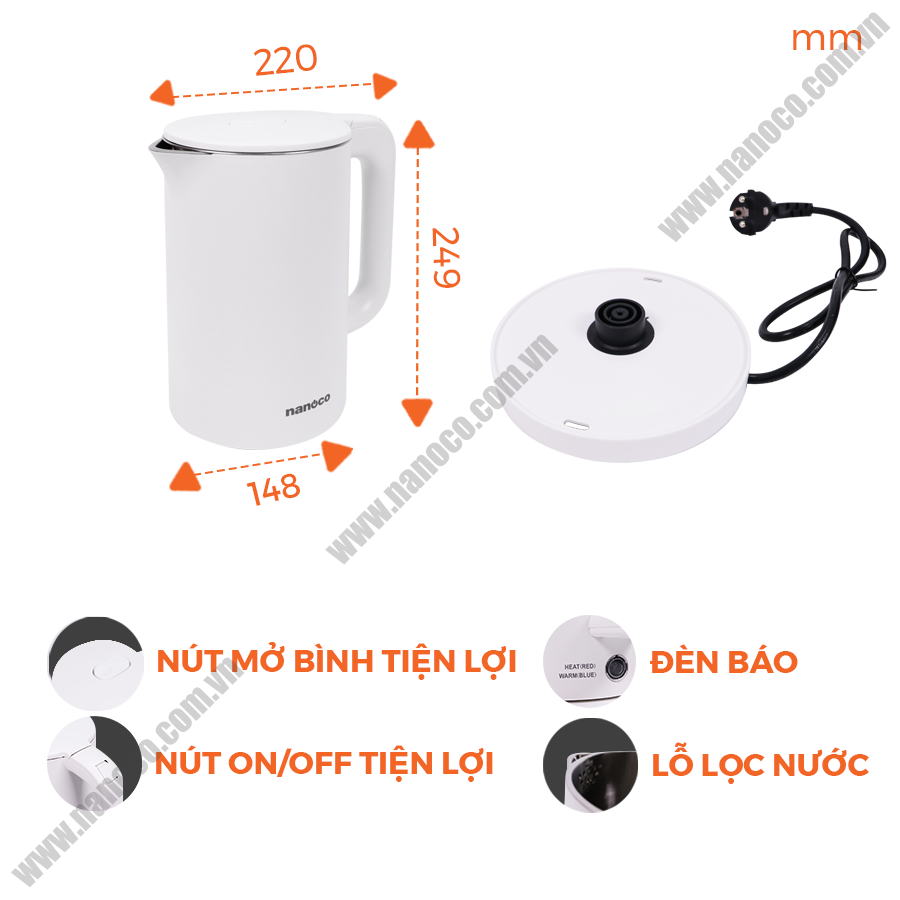  Bình đun siêu tốc Nanoco NKT1750W 