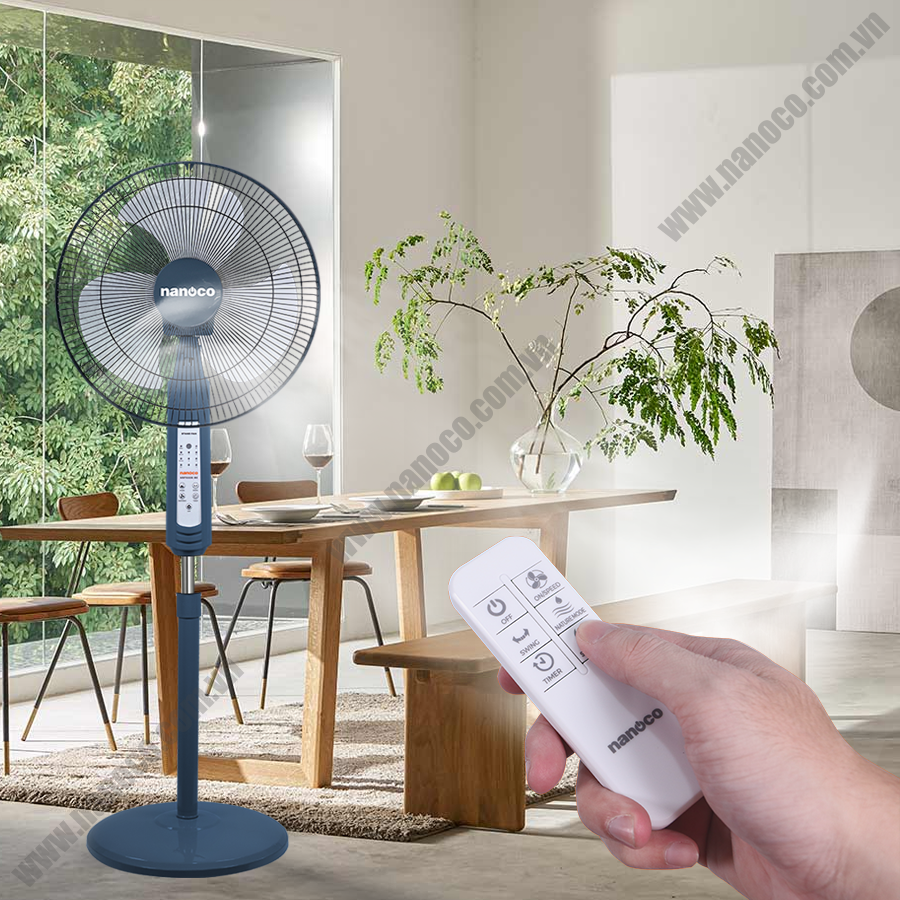  Quạt Đứng Có remote Nanoco NSF1602G-RCB (Màu xanh) 