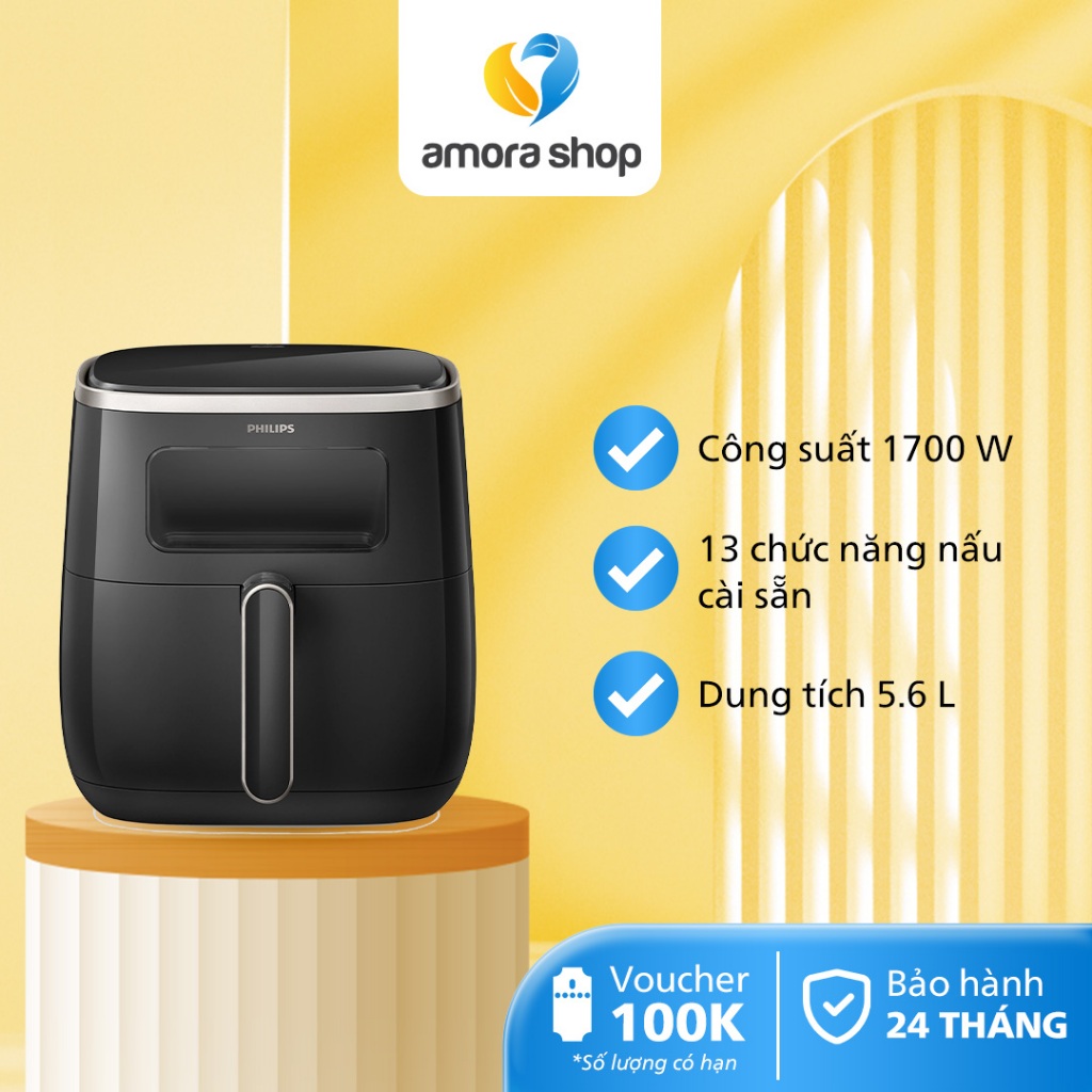  Nồi chiên không dầu Philips HD9257/80 - mặt kính kỹ thuật số 