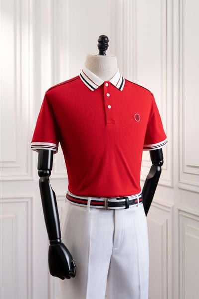 Áo polo ngắn tay đỏ phối kẻ cổ và tay Adam Store - AP200DO