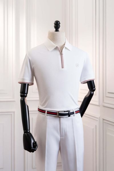 Áo polo ngắn tay trắng trơn cổ khóa Adam Store - AP238
