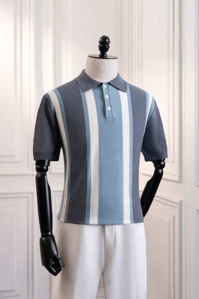 Áo mongtoghi ngắn tay Xanh họa tiết kẻ sọc ADAM STORE - AP195