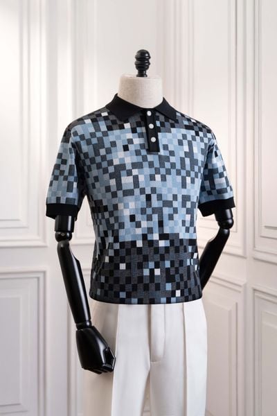 Áo mongtoghi ngắn tay xanh họa tiết ô vuông ADAM STORE - AP240