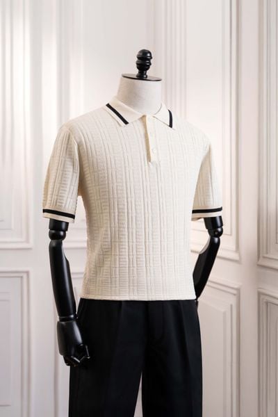 Áo mongtoghi ngắn tay be vân viền đen ADAM STORE - AP209