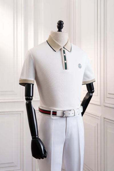 Áo polo ngắn tay trắng cổ be Adam Store - AP253