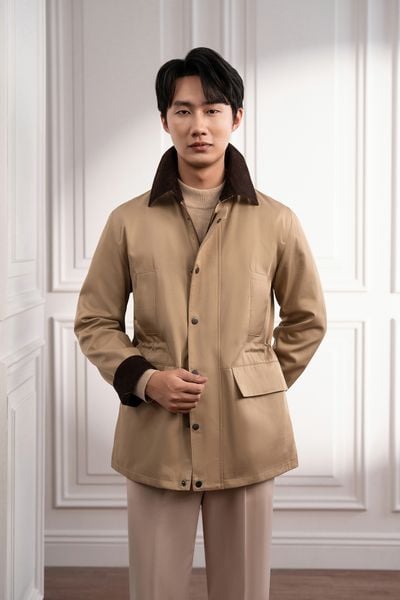 Áo khoác Safari be cổ nâu ADAM STORE - AK080