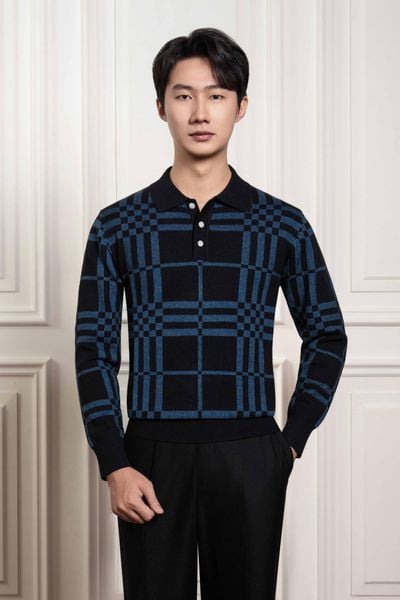 Áo len polo họa tiết ô vuông Adam Store - AL083