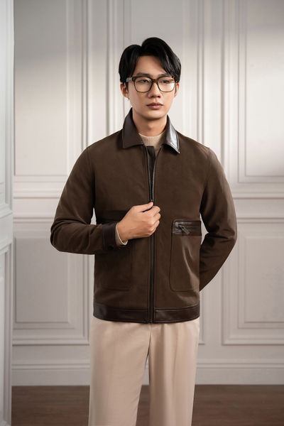 Áo khoác nâu da lộn túi ốp ADAM STORE - AK071N