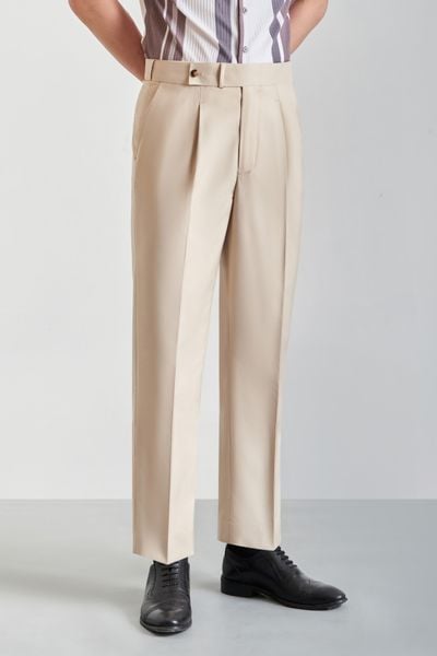 Quần âu be trơn kiểu cạp chun ẩn Adam Store - Q400K6