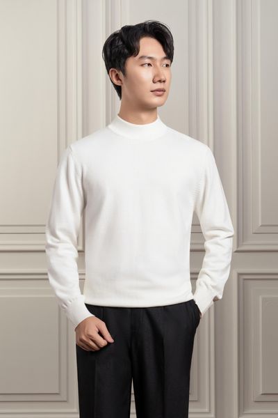 Áo len cổ tròn trắng Adam Store - AL084T